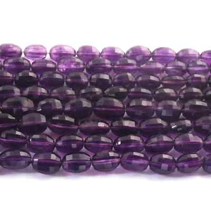1 Long Strand Amethyst Faceted Briolettes - Drum Shape Briolettes - 10mmx7mm-14m - Picture 1 of 4