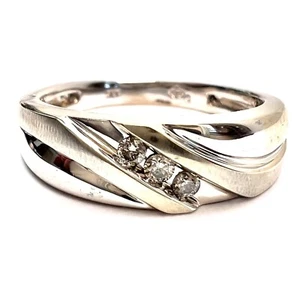 10K Solid White Gold Mens Diamond Engagement Wedding Band Ring Size 10, 3.89g - Picture 1 of 11