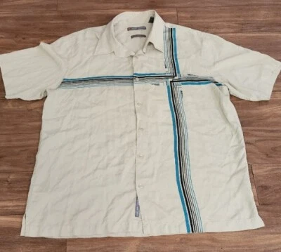 Camisa de seda John Henry para hombre talla grande rayas patrón clásico abotonada 100 % seda Foto 1 de 4