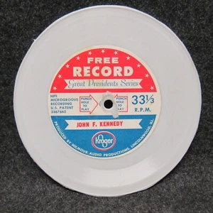 Kroger Free 33 RPM Record Great Presidents Serie John F Kennedy Werbung Vintage - Bild 1 von 4