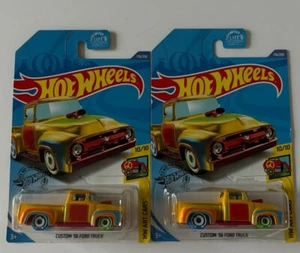 HOT WHEELS 56 Ford Truck yellow Art Car treasure hunt 10/10 176/250 Lot Of 2 - Picture 1 of 1