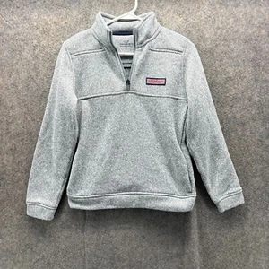 Vineyard Vines Sweater Boys Medium Gray Quarter Zip Fleece Shep Pullover Cotton - Picture 1 of 13