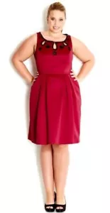 City Chic Plus Size L Red Jennifer Bead Dress (281) - Picture 1 of 9