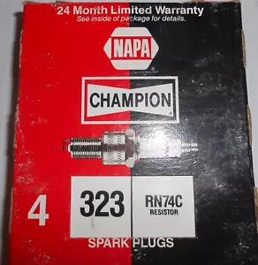 4 Pack New Genuine OEM Champion Spark Plugs RN74C 323 NOS - Picture 1 of 2