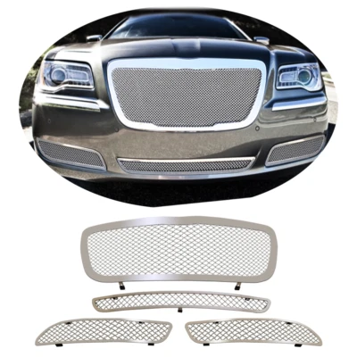Fits 2011-2014 Chrysler 300/300C Chrome Stainless Mesh Grille Combo Foto 1 de 4