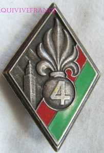IN7349 - INSIGNE 4° R.E.I, 4 relief, vert clair, retirage - Imagen 1 de 1