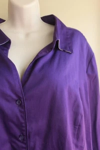 NWT Lane Bryant Career Shirt Plus 28 4X Womens Cotton Sateen Purple Button Up - Picture 1 of 6