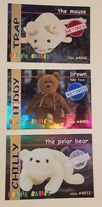 beanie babies RETIRED Series I 1998 inserts blue silver red Chilly Teddy Trap - Picture 1 of 4