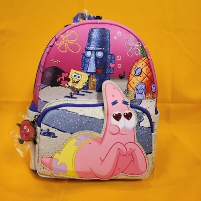 Loungefly SpongeBob Schwammkopf SpongeBob & Patrick Heart VDay Mini Rucksack NEU - Bild 1 von 4