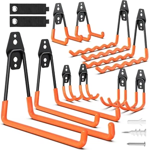 Garage Storage Hooks, 12 Pack Steel Heavy Duty Wall Mount Hooks for Hanging Bike - Picture 1 of 12