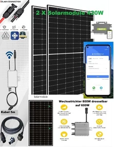 Balkonkraftwerk 840/800 W Solaranlage Full Black Steckerfertig WIFI Deye M80 - Bild 1 von 11