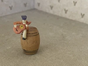 Vintage Miniature RAGTIME BAND Musician on Wooden Barrels 1940's Japan - Picture 1 of 3