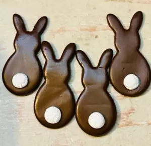 4~Faux Chocolate Easter Bunny Cookies - Picture 1 of 2