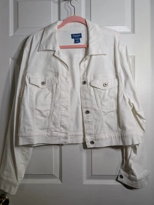 NOVO.  JAQUETA JEANS FEMININA ARIZONA BRANCA TAMANHO GRANDE ESTILO VINTAGE - Imagem 1 de 4