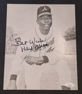 HANK AARON Signed 8x10 Photo-HALL OF FAME-MILWAUKEE BRAVES-JSA - Picture 1 of 4
