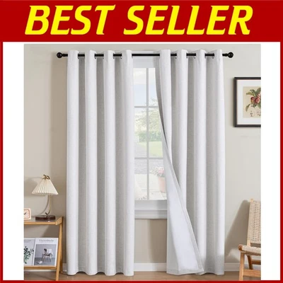 Contemporary Blackout Linen Curtains - 84" Long, 2 Panels - Image 1 of 4