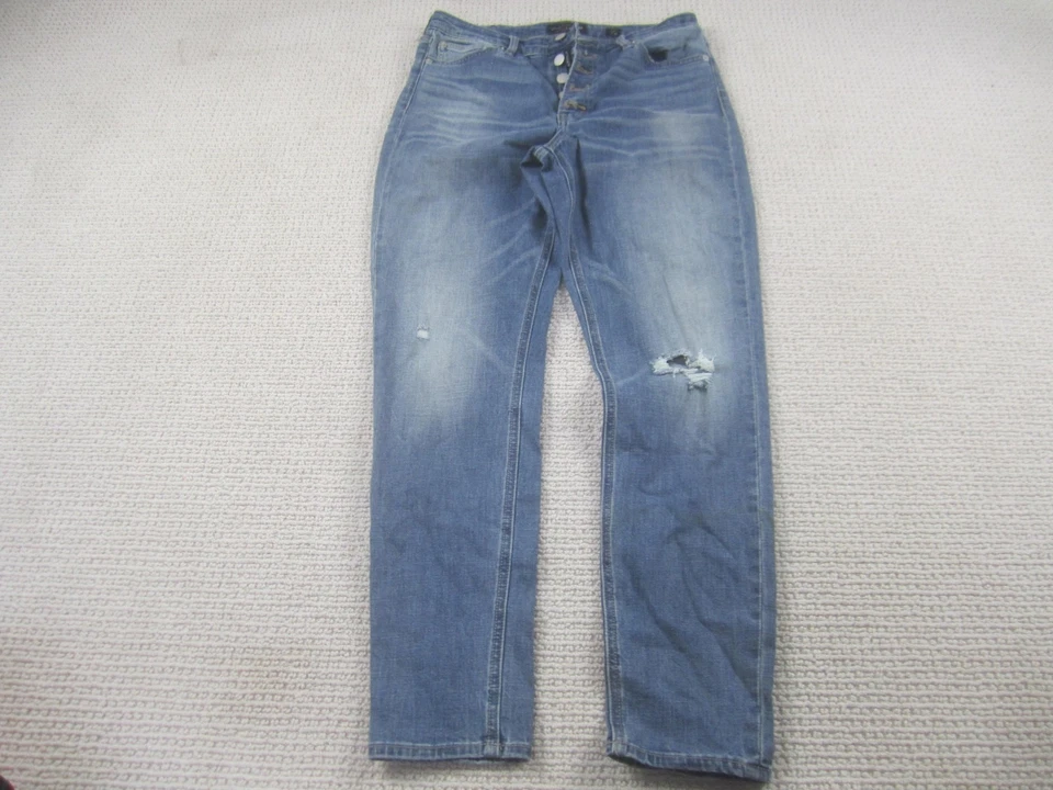 Pantalones de mezclilla para mujer Lucky Brand 10/30 Bridgette ajustados botones mosca desgastados elásticos Foto 1 de 4