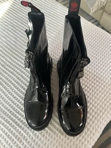 Zadig & Voltaire Women's Black Joe Cecilia Patent Leather Ankle Boots Sz 41/11 - Picture 1 of 8