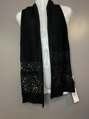 Michael Michael Kors Bufanda Mujer Talla Única Negro Invierno Lentejuelas Tejido Logo MK Foto 1 de 4