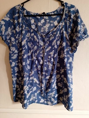marks and Spencer size 14 indigo blue with flowers top. - Image 1 of 4