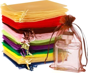 100 Stck. 4x4,72 Zoll Gemischte Farben Satin Kordelzug Organza Beutel Geschenktüten für Hochzeit, - Bild 1 von 12