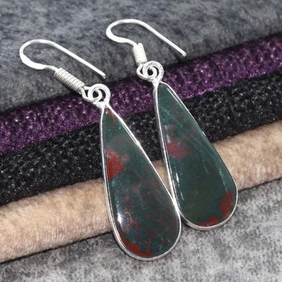 925 镀银优雅血石耳环珠宝首饰尺寸 1.8 GW — 第 1/3 张图片