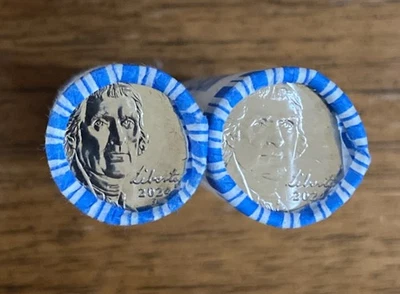 2024 D Jefferson Nickels 2 rollos cara $4 de caja bancaria nueva envío gratuito Foto 1 de 4