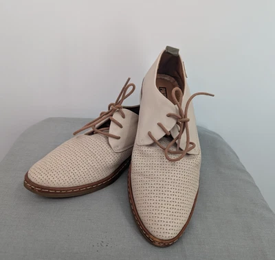 Pikolinos Zapatos Oxford Talla 38 7.5 Beige Cuero Con Cordones Colegiales Preppy Foto 1 de 4