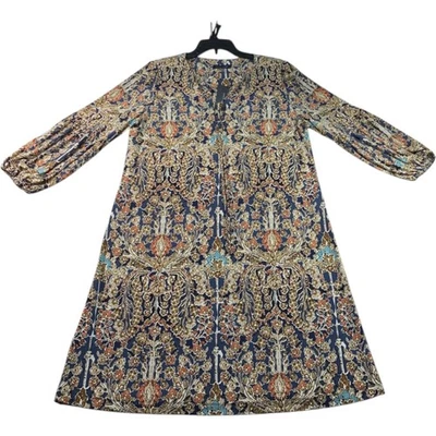 Vestido plisado Tommy Hilfiger para mujer talla 12 multicolor manga abullonada ojo de cerradura nuevo Foto 1 de 4