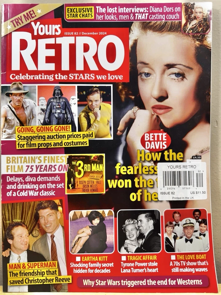 2024 Yours Retro December Issue 82 Bette Davis Film Props Superman Reeve Western - Image 1 of 1