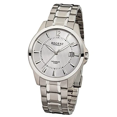 Regent Orologio da Polso da Uomo Argento Analogico F-554 Titan-Armband URF554 - Immagine 1 di 4