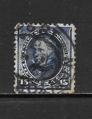 ESTADOS UNIDOS SCOTT 227 USADO F/VF - 1890 15c INDIGO EMISIÓN DE BILLETES PEQUEÑOS Foto 1 de 2