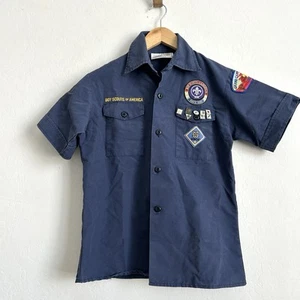 Boy Scouts BSA Uniform Shirt YOUTH MEDIUM Short Sleeve Pockets Blue*READ* - Picture 1 of 9