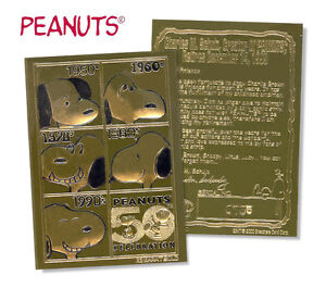 SNOOPY PEANUTS 50th Anniversary Licensed 23 KARAT GOLD Card,LICENCED, NEW