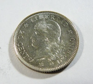 1882 Argentina 20 Centavos Silver Coin High Grade - Picture 1 of 2