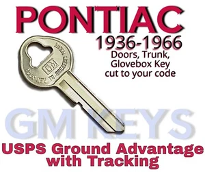 1936-1966 GM Pontiac Doors Trunk Glovebox Key Cut to Code 8001-8250 - Foto 1 di 3