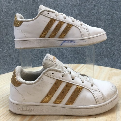 Scarpe Adidas Youth 1 sneaker bianco oro pelle stringate comode basse PWJ 001004