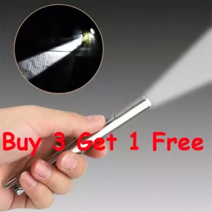 1000 Lumens USB Rechargeable Mini LED Flashlight Stainless Steel Pen Light ~ - Picture 1 of 10
