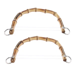 2x DIY Taschen Henkel Holz Griffe Taschengriff aus Bambus mit Metall Schnalle - Bild 1 von 12