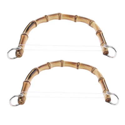 2x DIY Taschen Henkel Holz Griffe Taschengriff aus Bambus mit Metall Schnalle - Bild 1 von 4