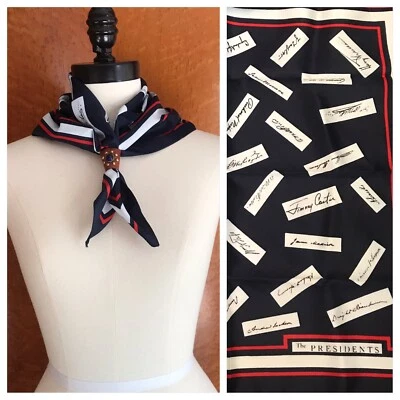 Bufanda Electoral Americana PRESIDENT SIGNATURES AÑOS 70 Vintage Hecha en Italia EE. UU. Foto 1 de 4