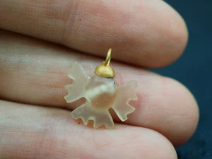 Ancient Roman Crsytal Bird Spreading Wings Genuine Solid 22k GOLD Pendant - Picture 1 of 8