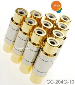 10-Pack RCA Female to Female Metal Body Gold Plated Coupler, GC-204G-10 - Picture 1 of 3