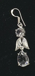 40 Carat Faceted White(Clear) Topaz Genuine Natural Gemstone Dangle Earrings - Picture 1 of 2