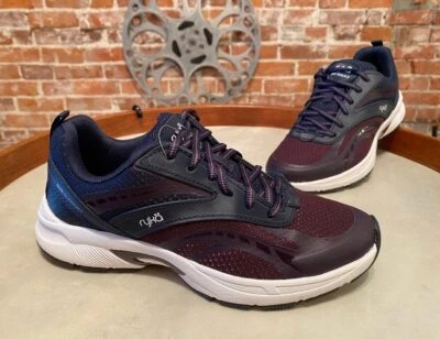 Ryka Plum Perfect Navy Leather & Mesh Lace-Up Walking Sneakers Sky Walk 2 New - Image 1 of 4