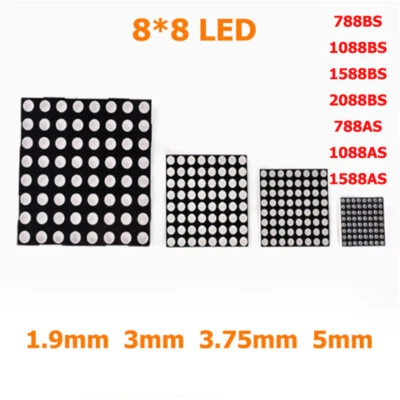8x8mm Square LED Dot Matrix Display Common Anode Cathode Module 1.9/3/3.75/5mm - Image 1 of 4
