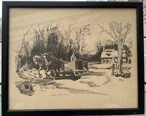 Peter Etril Snyder jarabe de arce tinta de tiempo dibujo arte estampado enmarcado - Imagen 1 de 6