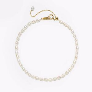 Baby Size 2.5-3mm White Baroque Pearl Bracelet 18K Yellow Gold,7-8inches