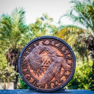 24-дюймовый БОЕВОЙ щит викингов Hugin and Munin подлинный боевой щит викингов - Изображение 1 из 3