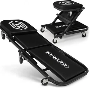 Foldable Z Creeper 2-in-1 Rolling Folding Car Creeper & Seat, 36" Adjustable Ro - Picture 1 of 9